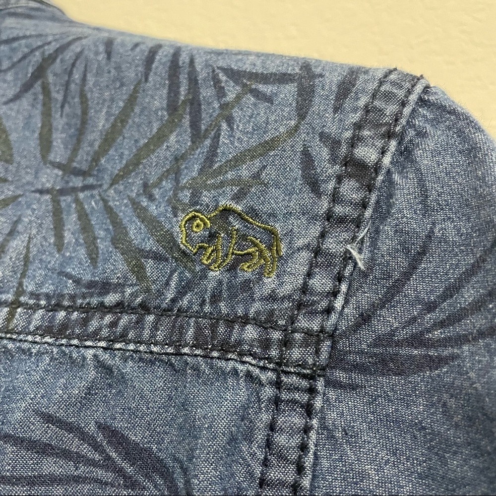 Buffalo David Bitton Shirt Button Down Collared Cotton Palm Chambray Print Men S - Picture 5 of 13